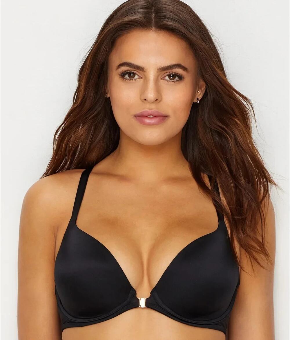 NWT$65 Le Mystere US 34DDD/F Women's Black Front Close Underwire Plunge Bra 6684